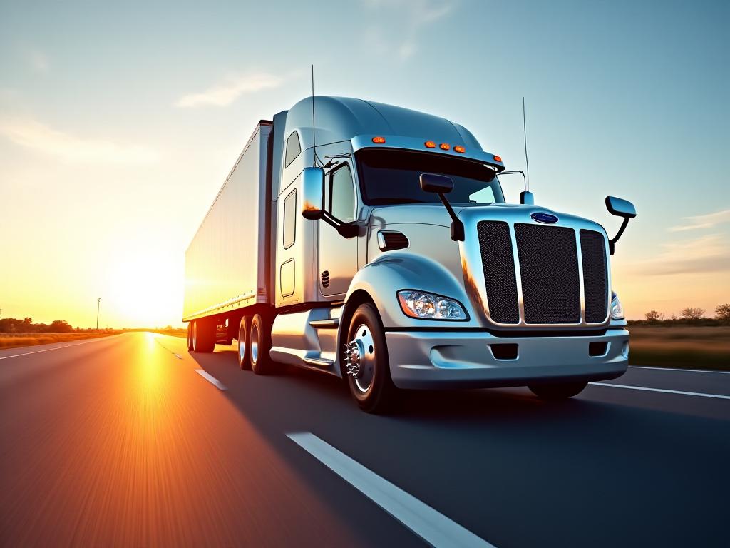 Commercial heavy-duty truck on American highway
